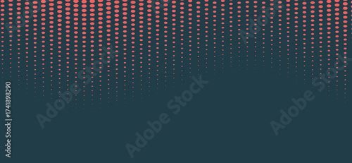 A gradient of coral pink dots diminishes into a dark teal backdrop, creating a subtle yet dynamic halftone pattern that provides a visually interesting textured surface