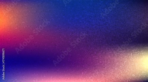 Vibrant gradients of deep blue, radiant orange, and soft pink blend into a textured backdrop, casting a dreamy and mesmerizing visual effect with subtle light patterns