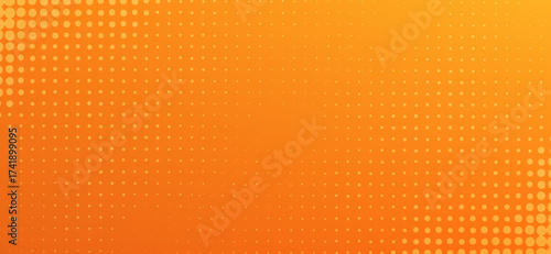 Tableau sur toile Vibrant orange halftone gradient background featuring evenly distributed circula