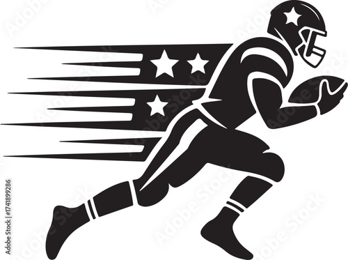 Powerful football player sprinting with incredible speed