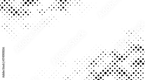 A dynamic white background is designed with varying black dot patterns creating a modern and minimalist look, perfect for digital graphics and contemporary designs