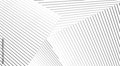 The image showcases a striking monochrome pattern featuring rhythmic, diagonal black lines against a clean white backdrop, creating a modern and minimalist visual impact with converging shapes