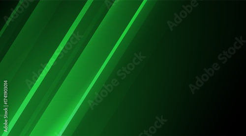 An abstract background features varying shades of green, highlighted by thick, diagonal lines that add a modern and dynamic feel to the gradient from light green to dark green