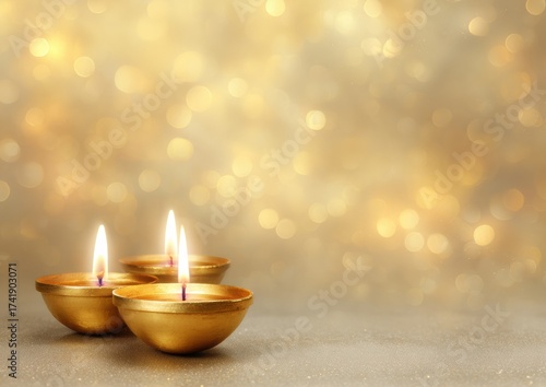 Premium Diwali Festival of Lights Background with Golden Diyas and Spiritual Glow for Authentic Holiday Marketing and Social Media Content