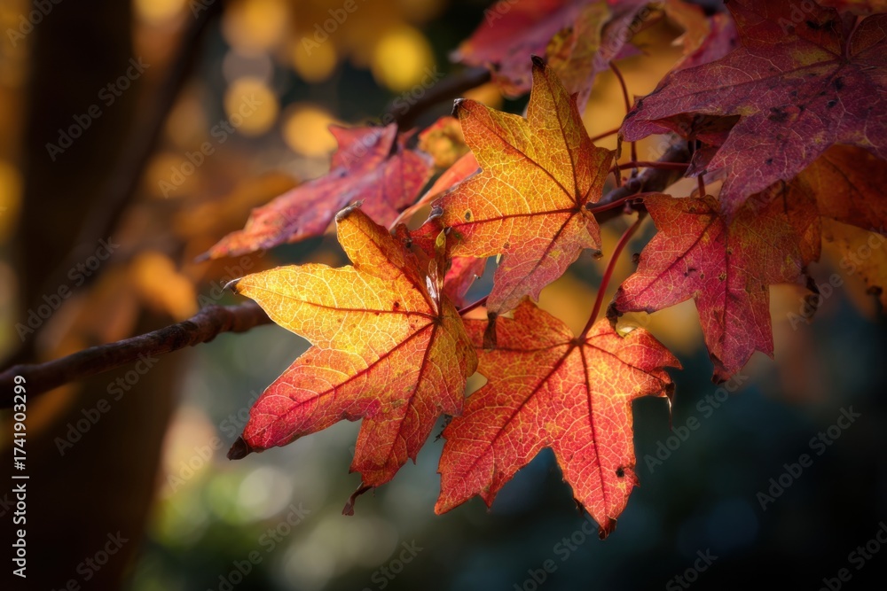 Fototapeta premium Premium Autumn Leaves Close-Up with Vibrant Seasonal Colors Modern Nature for Inspiring Lifestyle and Marketing Content Campaigns