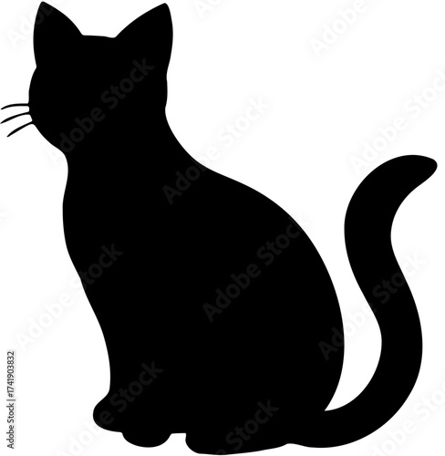 black and white cat vector