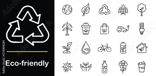 Collection of eco friendly symbols and icons for sustainability and environment
