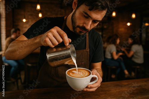 Wallpaper Mural Barista Creatively Designing Latte Art in a Cozy Coffee Shop Atmosphere Torontodigital.ca