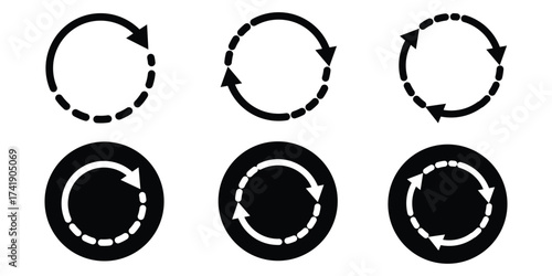 Circle arrows. Circular process, rotate infographic element. Round step loop, sync loading arrow symbol. Rotation option editable stroke vector recycle refresh signs