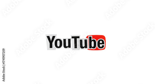 YouTube Logo, Paper Cutout on White Background