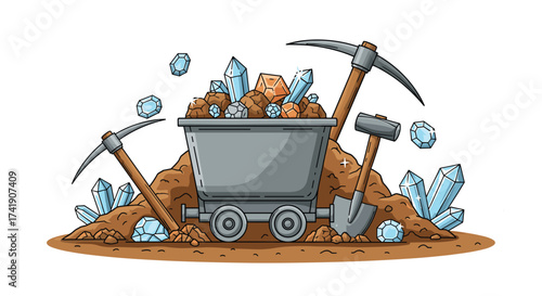 Mining for precious gems and valuable minerals in the earth.