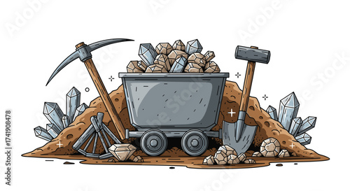 Mining for precious gems and valuable minerals in the earth.