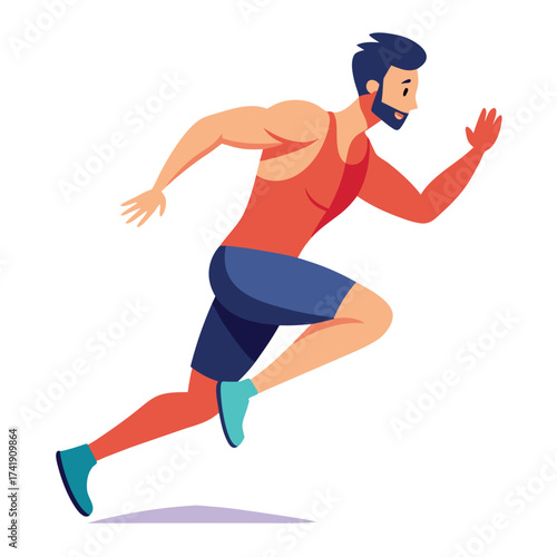 Full body shot of a fit guy performing the high jump phase of a challenging burpee exercise on a white background, symbolizing fitness goals and energy.