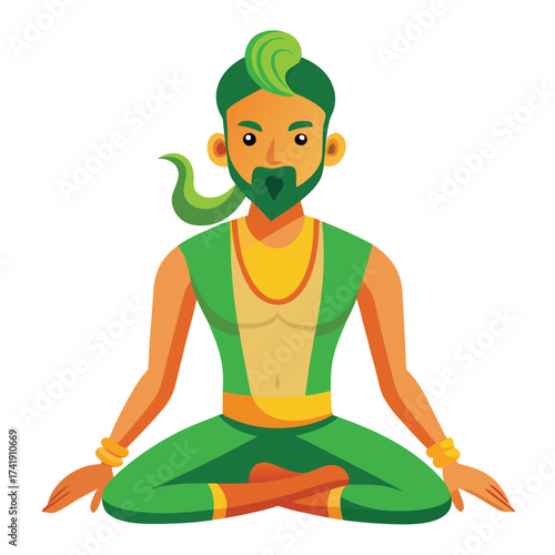 Flexible guy holding the cobra yoga pose, stretching his chest and back for muscle health and relaxation.