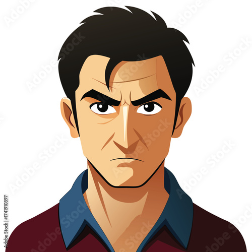Jealous male with an envious expression, showing strong negative emotion, desire, and resentment towards another.