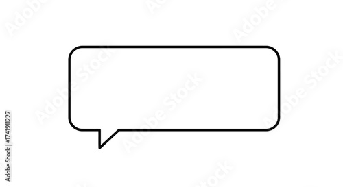 Blank rectangular speech bubble icon with tail isolated on white for chat communication and message design elements isolated on white background