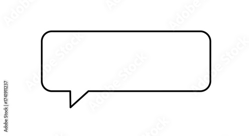 Minimalist empty speech bubble icon for communication messaging chat conversation and dialogue box design element isolated on white background