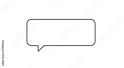 Blank speech bubble icon with tail simple rounded rectangle shape for communication and messaging ideas simple design element isolated on white background
