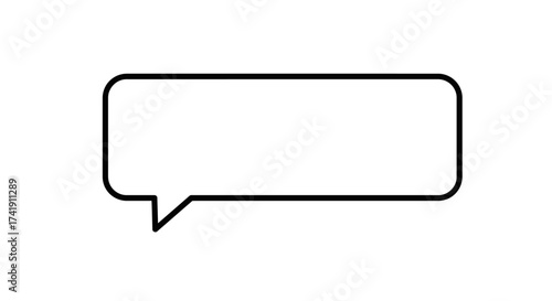Empty rectangular speech bubble with tail for text messages and communication isolated simple design element isolated on white background