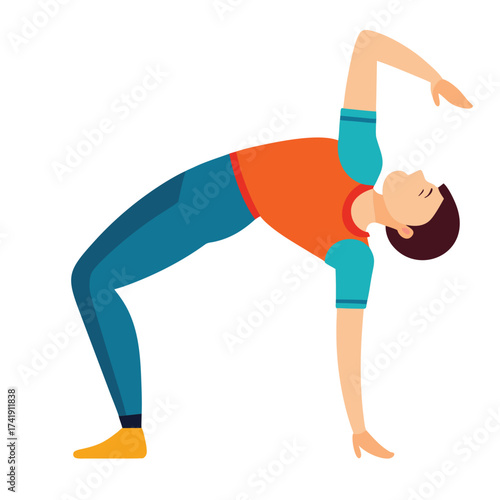 Man performing a bridge pose exercise, strengthening his core, back, and glutes for physical fitness and stability.