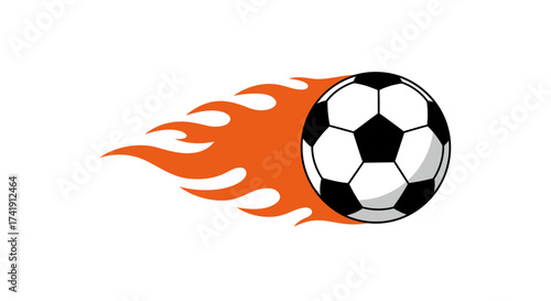 Dynamic soccer ball explodes with fiery energy in fast-paced action shot representing sport competition isolated on white background