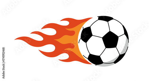 Dynamic soccer ball ignited by fierce flames capturing the intensity of championship football action isolated on white background