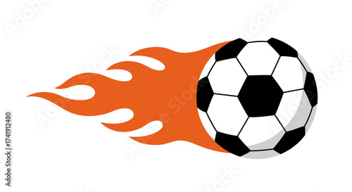 Dynamic soccer ball on fire capturing explosive energy and intense competition on the field for sporting events isolated on white background