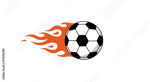 Dynamic soccer ball ignited by fiery flames in motion capturing explosive energy and sports passion for action shots isolated on white background