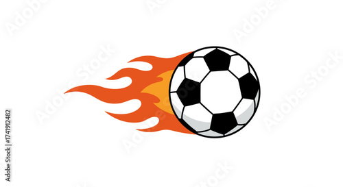 Dynamic soccer ball explodes with fiery flames capturing the excitement and speed of the game isolated on white background