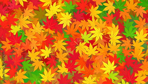 Autumn texture material with overlapping vibrant maple leaves_1