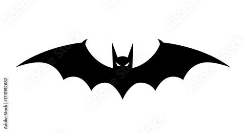 Silhouette of a stylized bat with outstretched wings a symbol of darkness mystery and heroism suitable for graphic design and branding isolated on white background