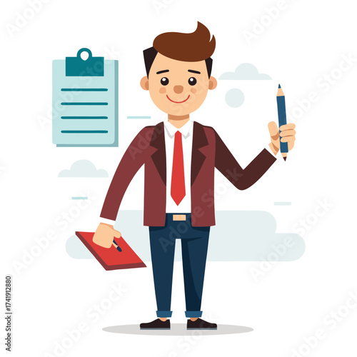 Man in business wear holding a pen to paper, ready to write, sign, or deeply concentrate on important documents.