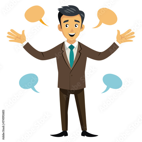 Professional man in a suit coat doing the air quotes gesture, implying sarcasm, doubt, or irony in a situation.