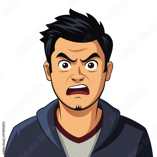 Man showing a disgusted face, expressing strong dislike, revulsion, or intense negative physical reaction.