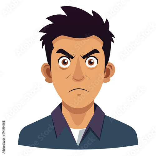 Man with an irritated and annoyed face, showing anger, frustration, and intense negative emotional reaction.