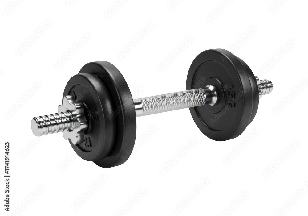 Fototapeta premium Adjustable dumbbell for weightlifting and strength training home gym fitness equipment isolated on transparent background