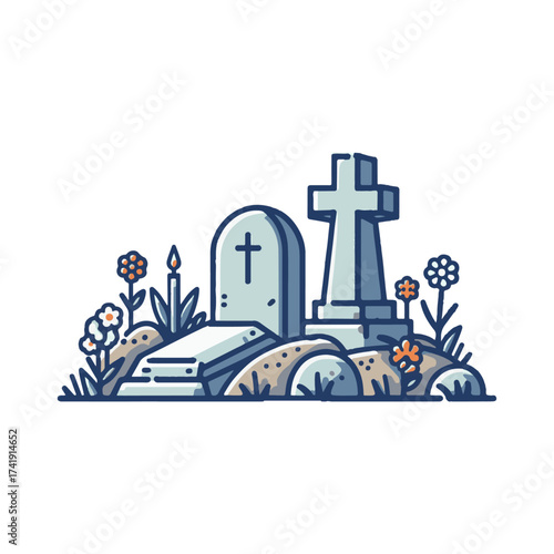 Halloween cemetery illustration design