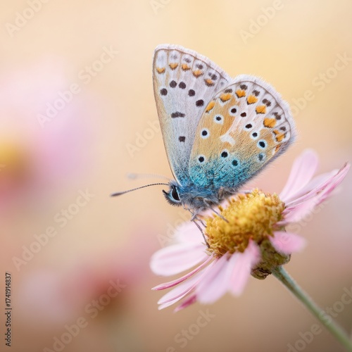 Wallpaper Mural Vibrant Macro Photography of Colorful Butterfly on Delicate Blooming Flower in Nature's Serene Garden Ecosystem - A Close-Up Portrait of Spring's Beauty and Pollination Harmony Torontodigital.ca