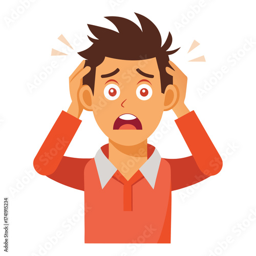 Overwhelmed male looking intensely stressed, showing anxiety and feeling defeated by too many tasks and pressure.