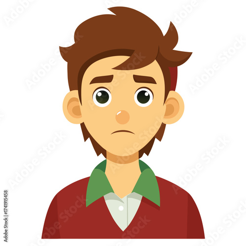 Gloomy and pessimistic guy with a negative face, showing disappointment, sadness, and a cynical attitude.