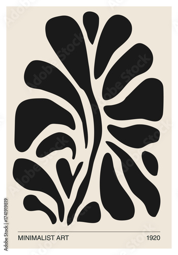 Minimalist poster with abstract art leaf composition in trendy contemporary collage style
