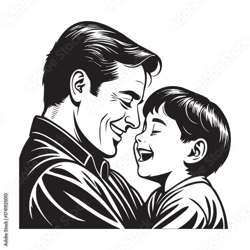 Father and Son Joyful Moment Illustration