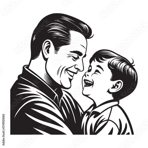 Father and Son Joyful Moment Illustration