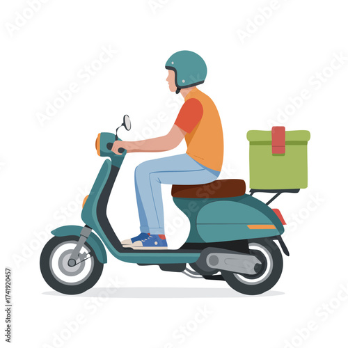 Delivery Driver on Scooter Fast and Efficient Service on Two Wheels