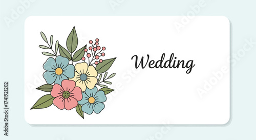 Wedding invitation floral design template with pastel colors