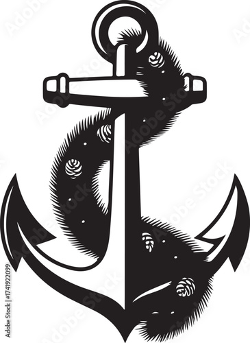 Christmas Anchor Silhouette Vector