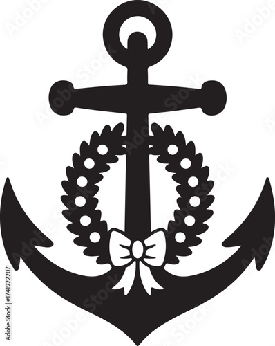 Christmas Anchor Silhouette Vector