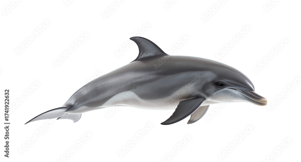 Obraz premium An Isolated Dolphin Swimming Against White Background