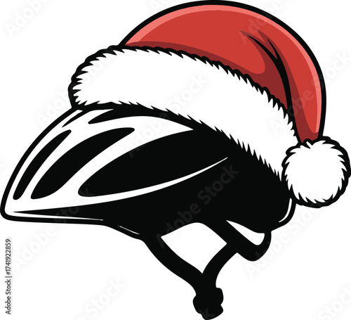 Christmas Bicycle Helmet Silhouette Vector