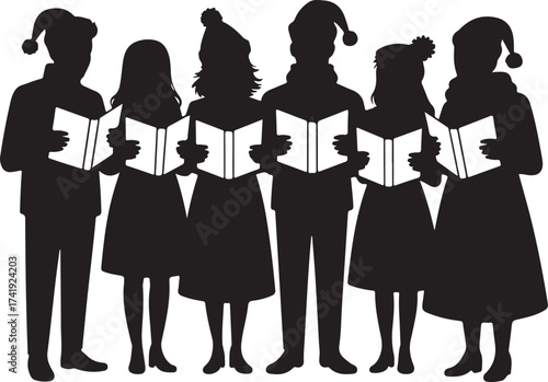 Christmas Carol Singers Silhouette Vector Design